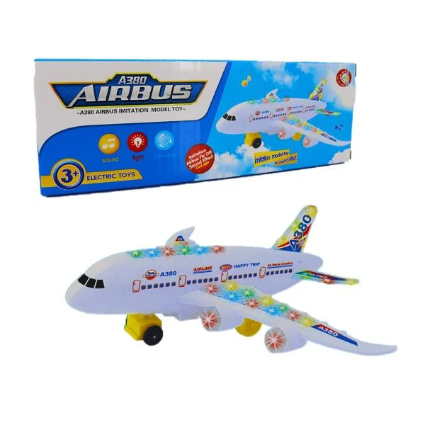 Музыкальный самолетик разноцветный, с огнями A380 Kahn73436854