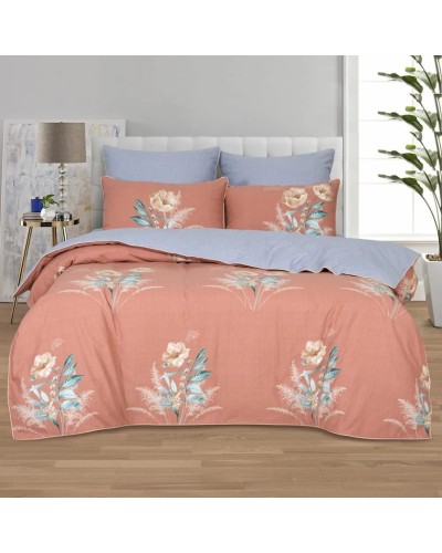Yataq dəsti Артпостель Августина, yorğan üzü 200x220 sm, mələfə 220x240 sm, yastıq üzü 50x70/70x70 sm, avro, velür, narıncı/mavi
