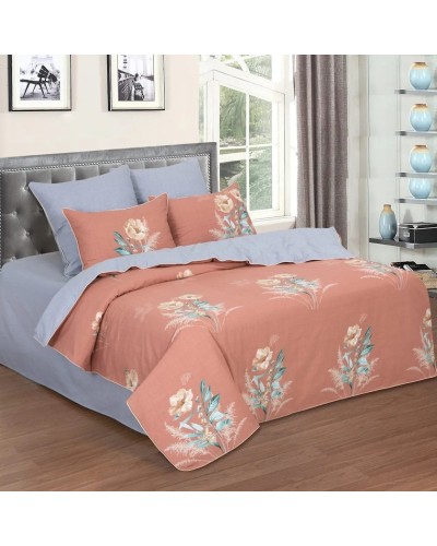 Yataq dəsti Артпостель Августина, yorğan üzü 200x220 sm, mələfə 220x240 sm, yastıq üzü 50x70/70x70 sm, avro, velür, narıncı/mavi