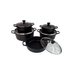 Qab-qacaq dəsti Realchef ZGH_00631, qranit, qara, 10 parça