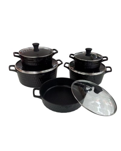 Qab-qacaq dəsti Realchef ZGH_00631, qranit, qara, 10 parça