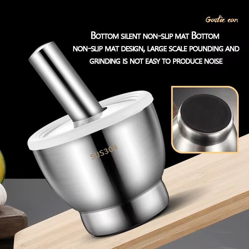 Ступка с пестиком, нержавеющая сталь, серебристый