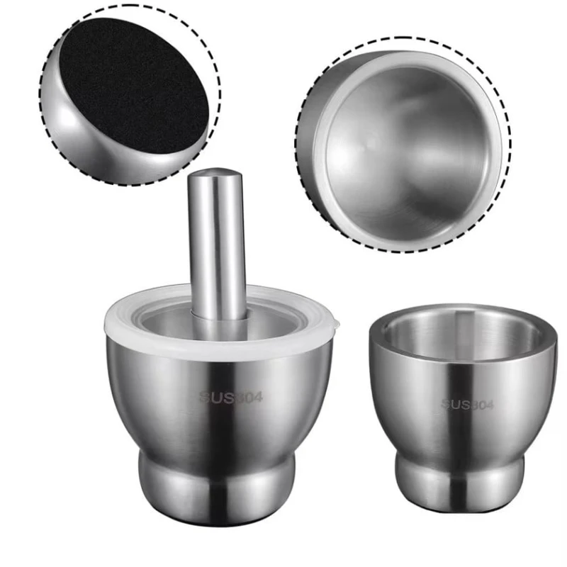 Ступка с пестиком, нержавеющая сталь, серебристый
