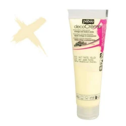 Акриловая краска Pebeo Decocreme с кремовой консистенцией, матовая, 03 Пастельно-желтый, 120 мл
