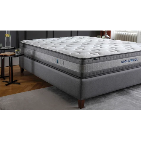 Двусторонний матрас Yataş Cool & Wool Hybrid, односпальный, трикотаж, белый, 100x200 см