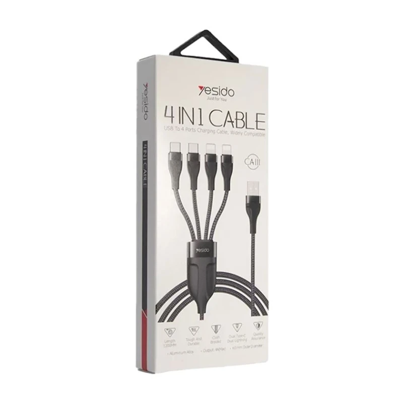 Кабель-разветвитель Yesido CA111 4in1 USB + Type-C/Lightning