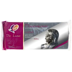 Пластилин скульптурный Луч De Luxe, твердый, серый, 500 г