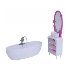 Набор игровой Steffi Мебель для ванной комнаты куклы 4663234, пластик, 3+, розовый/белый