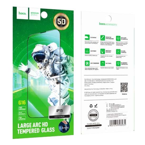 Защитное стекло Hoco 5D для iPhone 16 Pro