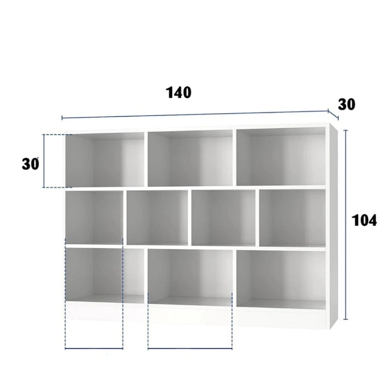 Стеллаж Ev Plus, 140x30x104 см, ЛДСП, белый Стеллаж Ev Plus, 140x30x104 см, ЛДСП, белый