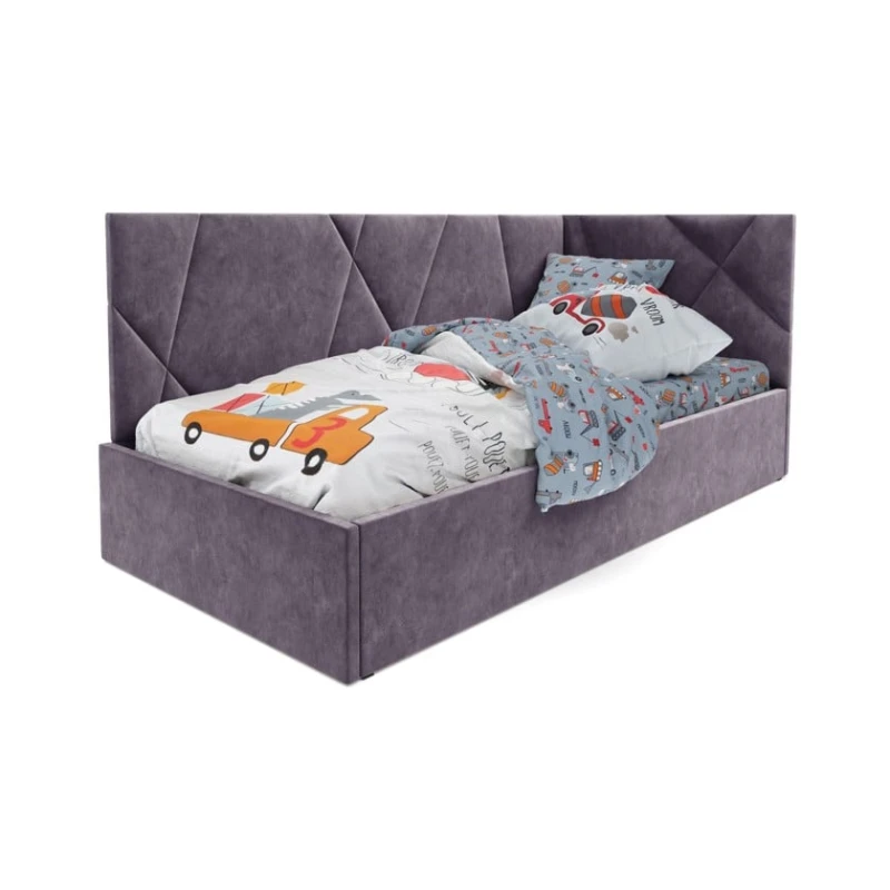 Односпальная кровать Art_tek_yataq 42, ламинат/текстиль, фиолетовая, 200x85x120 см