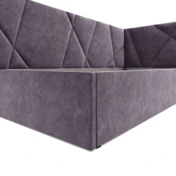 Односпальная кровать Art_tek_yataq 42, ламинат/текстиль, фиолетовая, 200x85x120 см