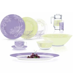 Сервиз обеденный Luminarc Fle Blush Purple & Green, 46 предметов