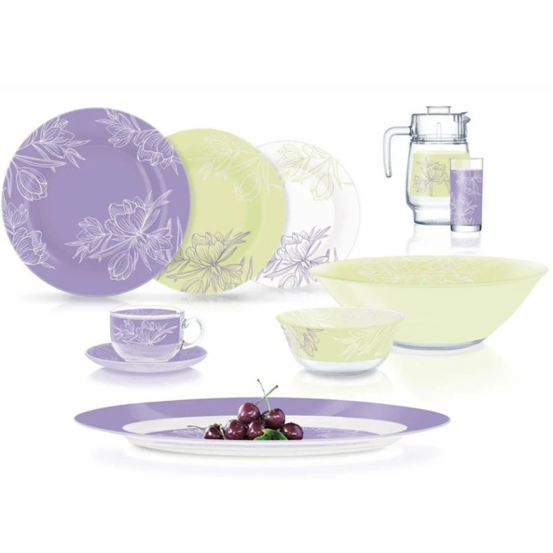 Сервиз обеденный Luminarc Fle Blush Purple & Green, 46 предметов Сервиз обеденный Luminarc Fle Blush Purple & Green, 46 предметов
