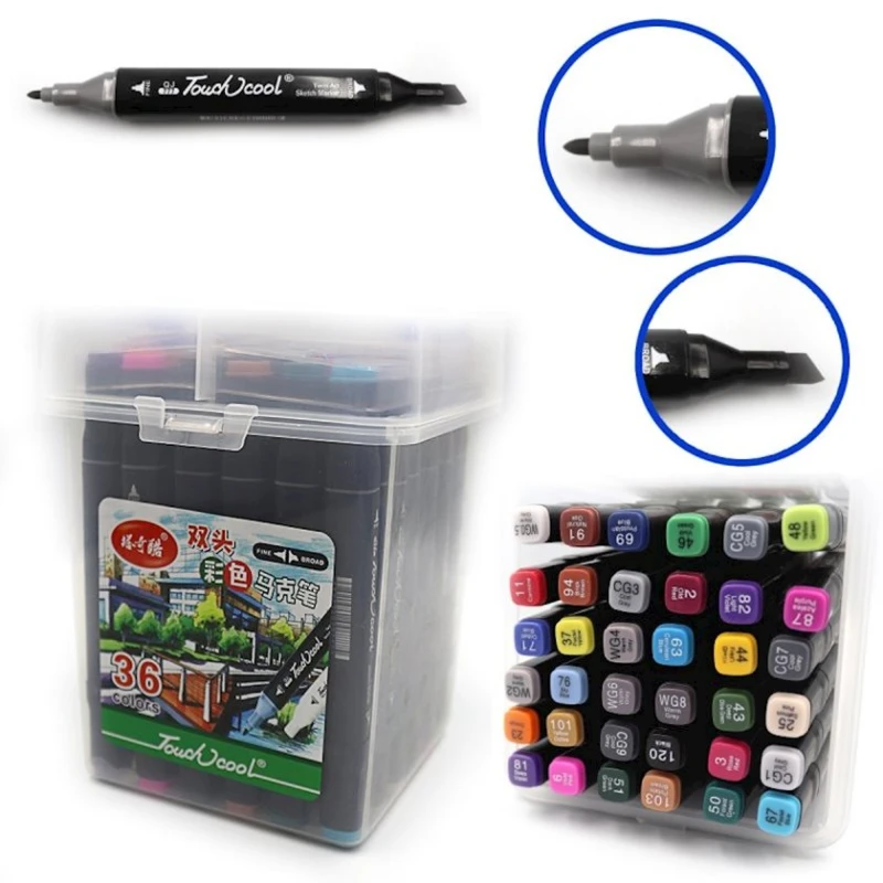 Markerlər dəsti Touch Cool, ikitərəfli, 36 rəng