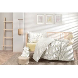 Комплект детского постельного белья Yataş Hermal, пододеяльник 100x150 см, простыня 120x190 см, наволочка 35х45 см, для новорожденных, хлопок, желтый Комплект детского постельного белья Yataş Hermal, пододеяльник 100x150 см, простыня 120x190 см, наволочка 35х45 см, для новорожденных, хлопок, желтый