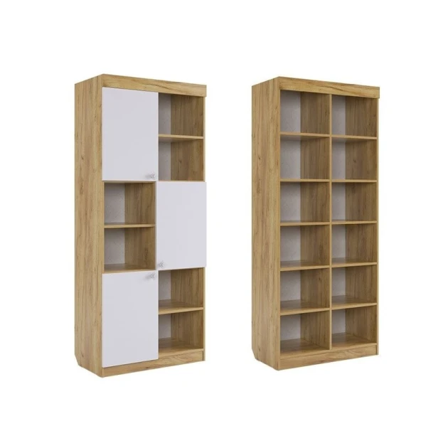 Стеллаж 3563_M3PenForcWhzol, 80х42х189.5 см, белый/коричневый Стеллаж 3563_M3PenForcWhzol, 80х42х189.5 см, белый/коричневый