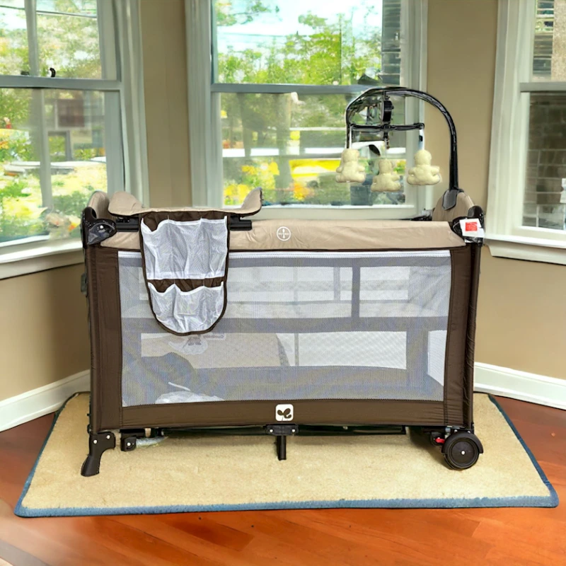 Манеж-кровать FZ-970, 77x110x94 см, коричневая