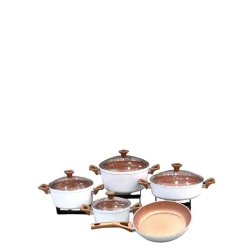 Qazan dəsti Hascevher SHA-00006588, qranit, ağ, 20/24/28 sm, 9 əd