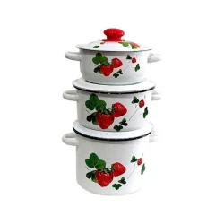 Набор кастрюль Летние фрукты СтальЭмаль N 30, 3 шт, эмалированная сталь, с крышкой, белый Набор кастрюль Летние фрукты СтальЭмаль N 30, 3 шт, эмалированная сталь, с крышкой, белый