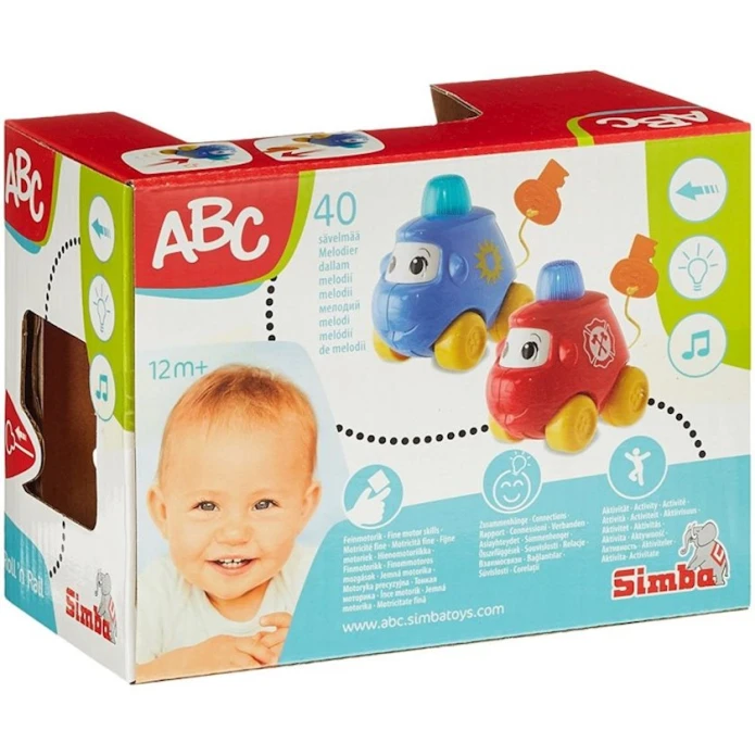 Автомобиль Simba ABC Пожарная/Полицейская заводная машинка со звуком, в ассортименте Автомобиль Simba ABC Пожарная/Полицейская заводная машинка со звуком, в ассортименте