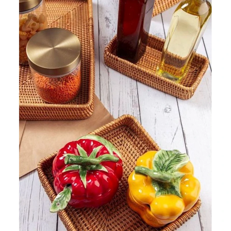 Поднос Hom-me, 21x21 см, раттан, коричневый