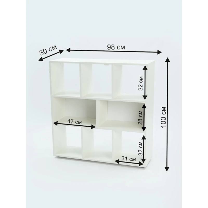 Стеллаж Letta Big White, 100х30х98 см, ЛДСП, белый Стеллаж Letta Big White, 100х30х98 см, ЛДСП, белый
