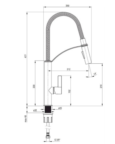 Mətbəx üçün qarışdırıcı Deante Gerbera BGB 072M, siyirmə tökülmə ilə, bürünc, gümüşü