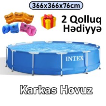 Hovuz Intex 6503TX28210Q2, karkas, həcm 6503 l, mavi, 366x366x76 sm - 6503TX28210Q2