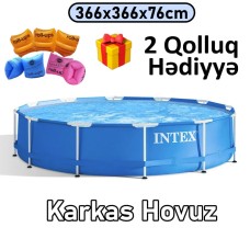 Hovuz Intex 6503TX28210Q2, karkas, həcm 6503 l, mavi, 366x366x76 sm - 6503TX28210Q2