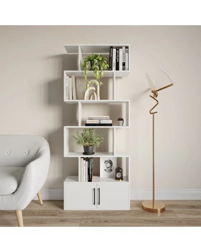 Kitablar üçün şkaf Komfort 12115565, LDSP, ağ, 173x72x25 sm