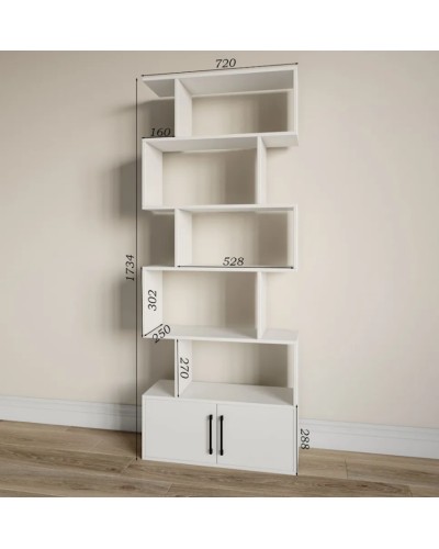Kitablar üçün şkaf Komfort 12115565, LDSP, ağ, 173x72x25 sm
