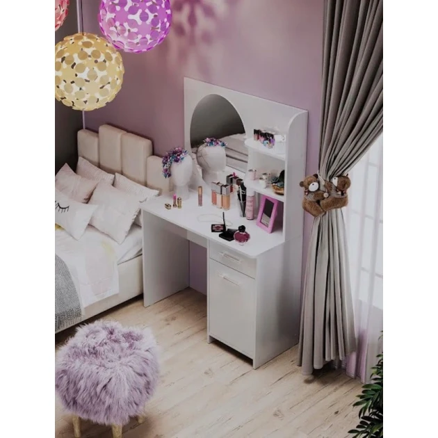 Туалетный столик Art Mebel 50, ламинат, 150х100х45 см, белый