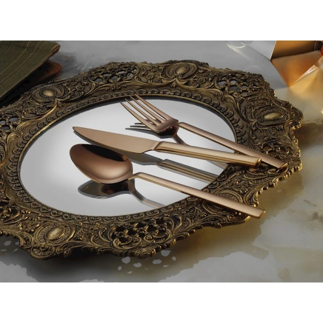 Набор столовых приборов Porland Nature, бронзовый, 20/21/16 см, на 12 персон, 84 предметов