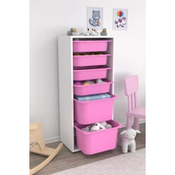 Шкаф для игрушек Pratico I39024, белый/розовый, 30x45.5x109 см