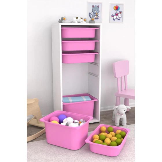 Шкаф для игрушек Pratico I39024, белый/розовый, 30x45.5x109 см Шкаф для игрушек Pratico I39024, белый/розовый, 30x45.5x109 см