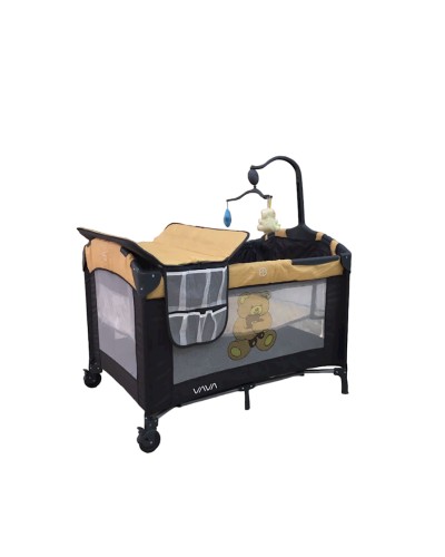 Manej-çarpayı LB-82, 5 yaşa qədər, 65х80х120 sm, qara/sarı