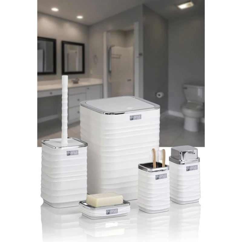 Набор для ванной комнаты Okyanus Home, белый, 5 предметов Набор для ванной комнаты Okyanus Home, белый, 5 предметов