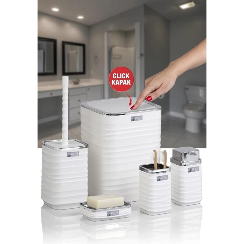 Набор для ванной комнаты Okyanus Home, белый, 5 предметов Набор для ванной комнаты Okyanus Home, белый, 5 предметов