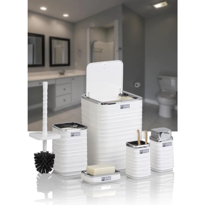 Набор для ванной комнаты Okyanus Home, белый, 5 предметов Набор для ванной комнаты Okyanus Home, белый, 5 предметов