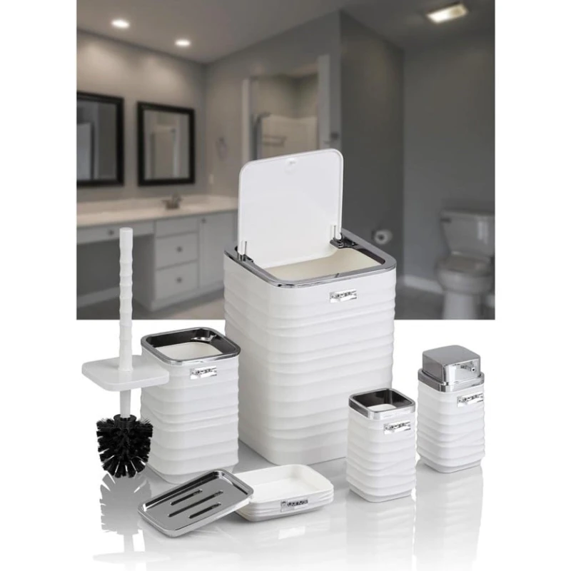 Набор для ванной комнаты Okyanus Home, белый, 5 предметов Набор для ванной комнаты Okyanus Home, белый, 5 предметов