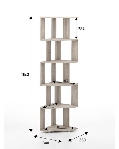 Stellaj 3563_StellajOpenUgolSomona, 156.3х38х38 sm, LDSP, açıq bej