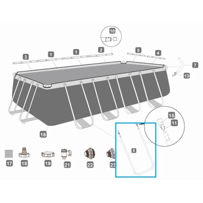 Hovuz üçün U-tipli tir Bestway 6941607302149, boz