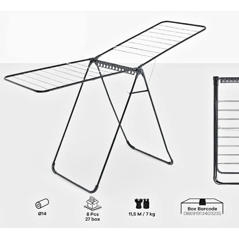 Сушилка для белья Perilla Dry, металл/пластик, черная Сушилка для белья Perilla Dry, металл/пластик, черная