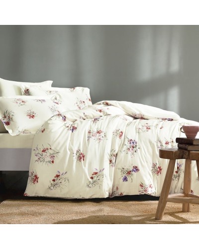Yataq dəsti Tivolyo Home Fiorista, satin, ikinəfərlik, ağ