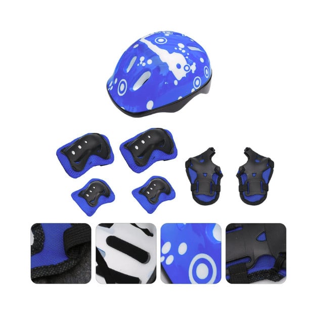 Dəst dəbilqə + dizlik + dirsək yastıcıqları Gymnic, göy, 7 əd