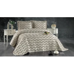 Набор с наволочками Guzide Delfin Pike GZ56, покрывало 260х260 см, наволочки 50х70 см 2 шт, двуспальный, темно-бежевый