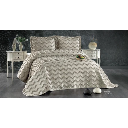 Набор с наволочками Guzide Delfin Pike GZ56, покрывало 260х260 см, наволочки 50х70 см 2 шт, двуспальный, темно-бежевый