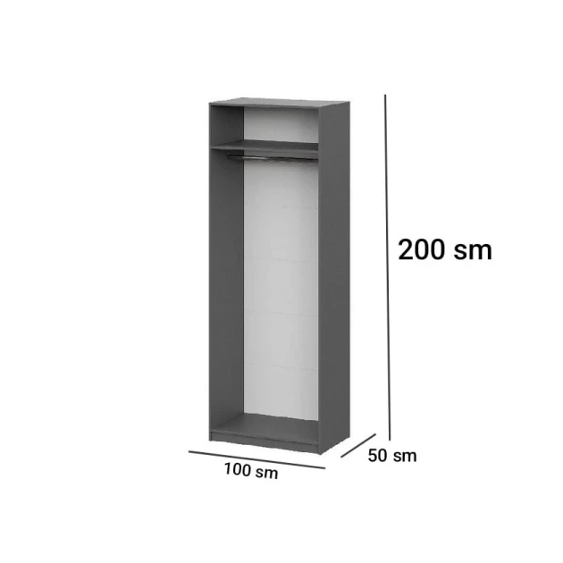 Шкаф ev_12116194, ламинат, серый, 100x50x200 см Шкаф ev_12116194, ламинат, серый, 100x50x200 см