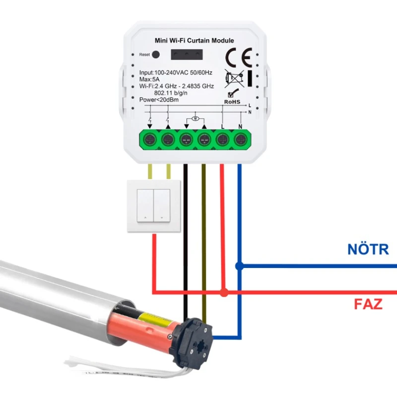 Ağıllı pərdə və jalüz idarəetmə modulu Tuya Mini WiFi - WPM-01